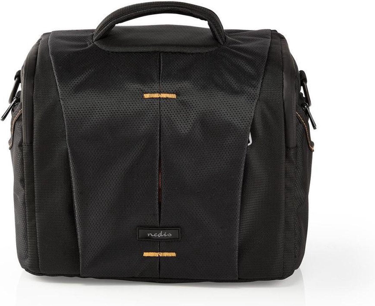 Camera Shoulder Bag | 250 x 210 x 170 mm | 3 Inside pockets | Black / Orange