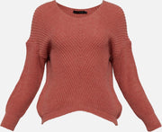 Trui met gestreept brei patroon - Roze