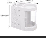 Baymate Kaptafel 4 Lade Make-up Houder Opbergdoos Transparant Rotatie Venster Lippenstift Organizer Voor Cosmetische Borstel Sieraden Wit
