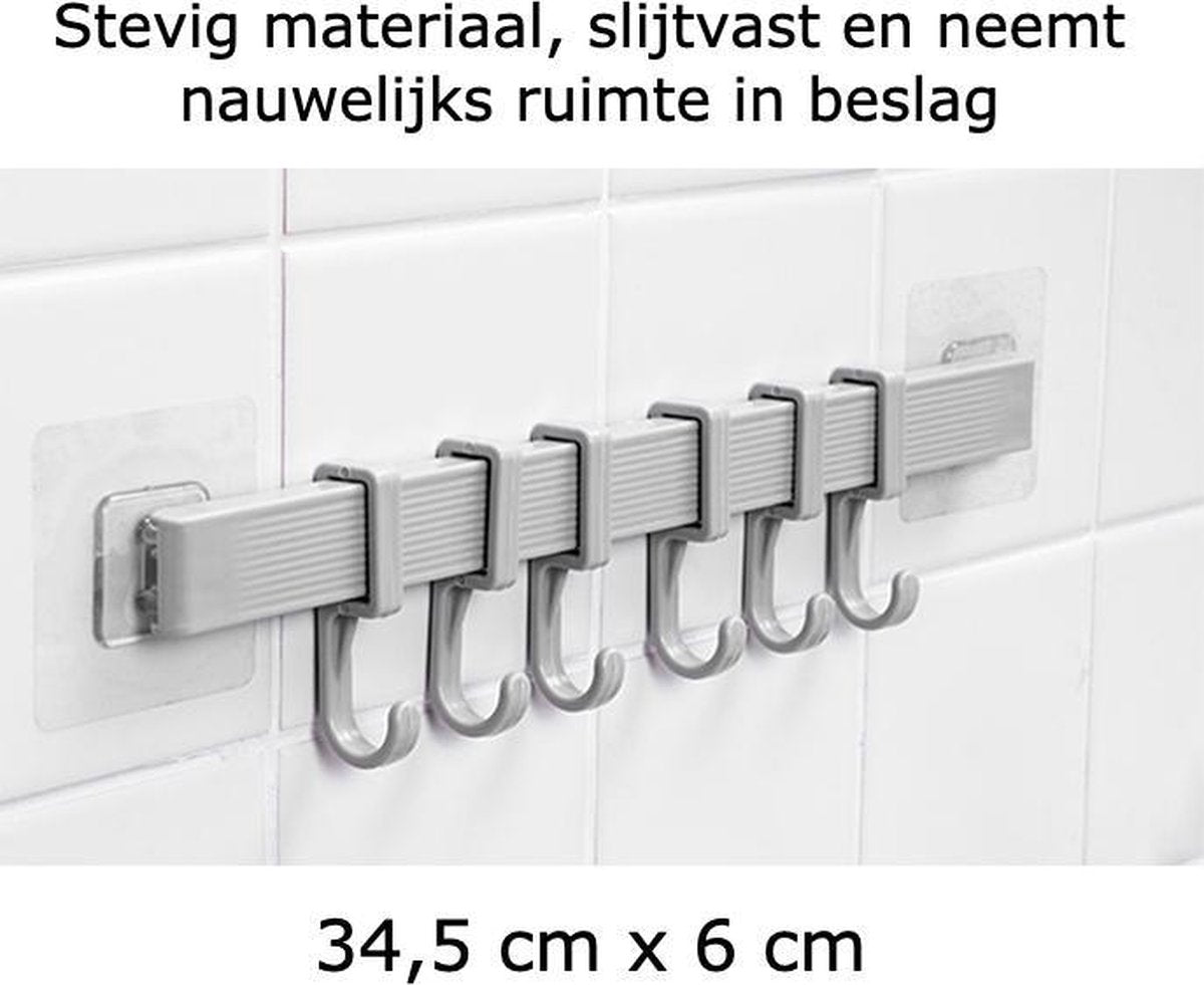 A-LABEL Ophangrek keukenhulpen - ophangrek keukengerei - keukengerei ophangsysteem - handig voor in de keuken en badkamer