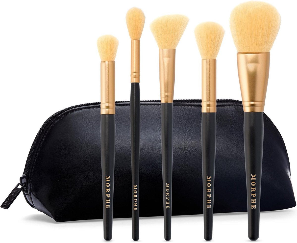 Morphe Complexion Crew 5 Piece Face Brush Collection + Travel Bag - Make-up kwasten set - 5 stuks