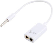3.5MM Aux Male naar Dual 3.5MM Female Adapter Splitter | Wit / White | 10CM