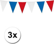Vlaggenlijn 10 meter - Rood/Wit/Blauw 3 stuks - Vlaggenlijn punt vlag ongeveer 10 meter