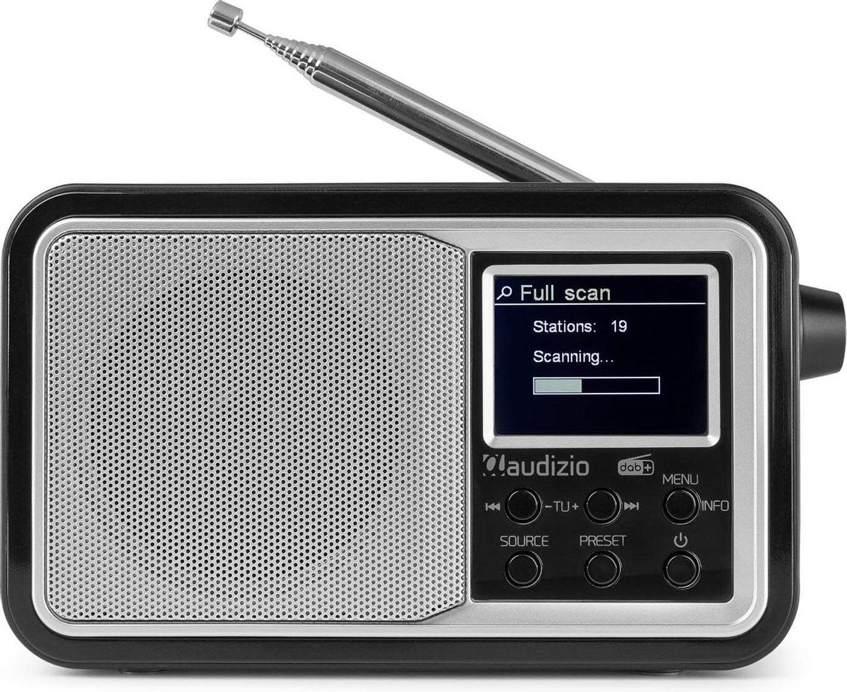 Draagbare DAB radio met Bluetooth - Audizio Parma - wekkerradio - FM radio - retro radio - Zilver