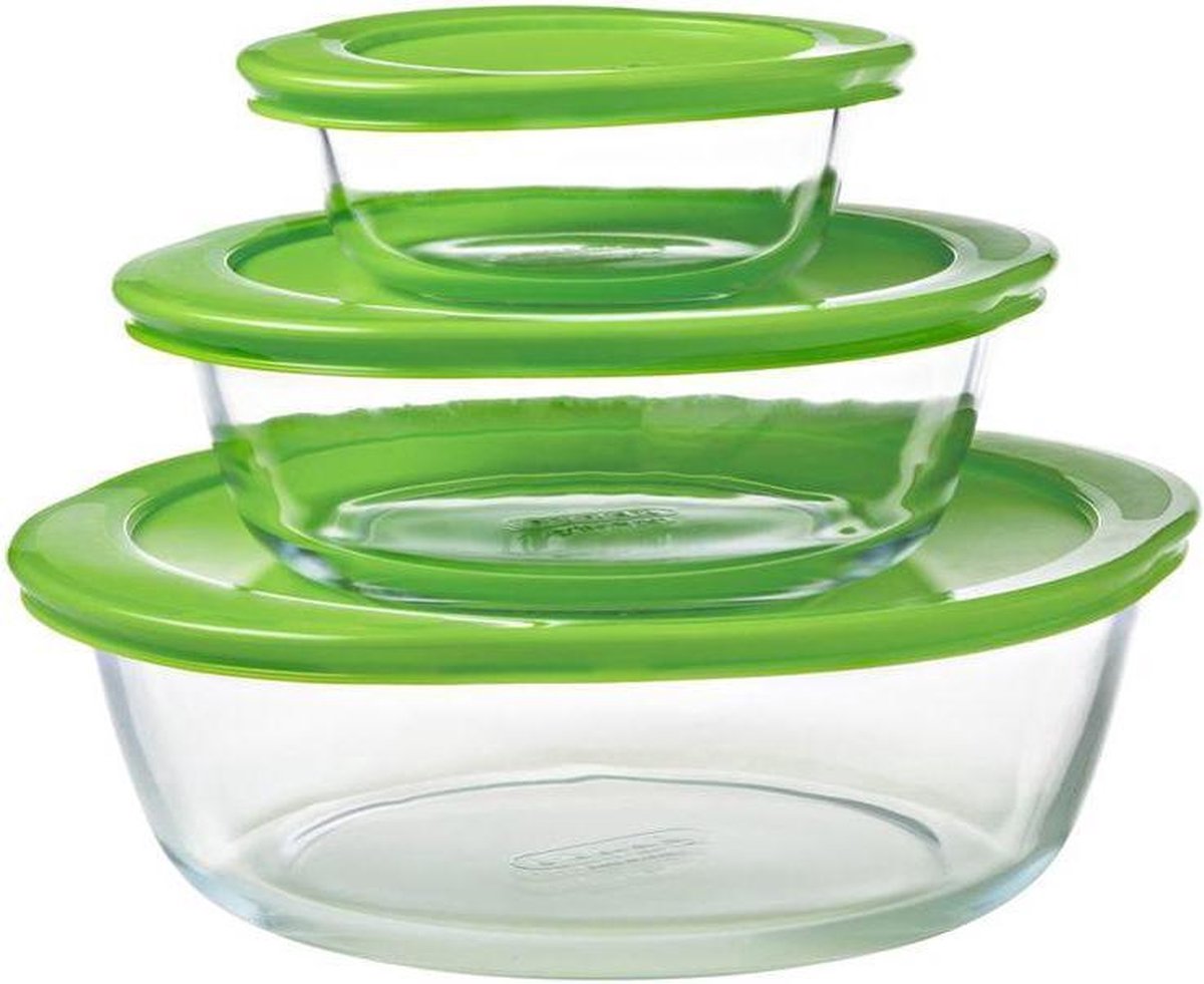 Pyrex - Cook & Store - Ronde Ovenschaal Met Deksel - Set van 3 Stuks - Glas