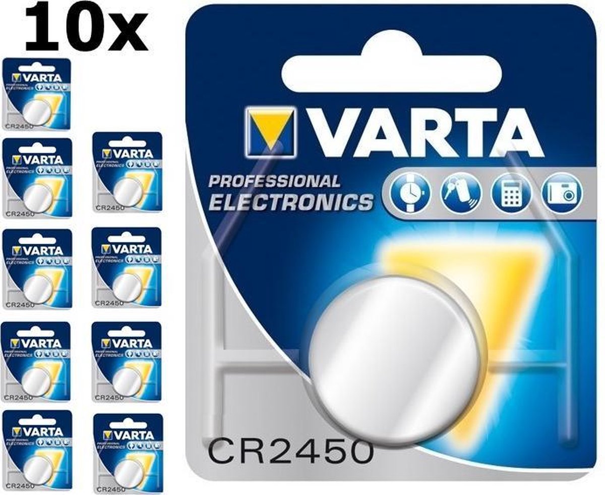 10 Stuks - Varta CR2450 3V 560mAh Professional Electronics Lithium knoopcel batterij