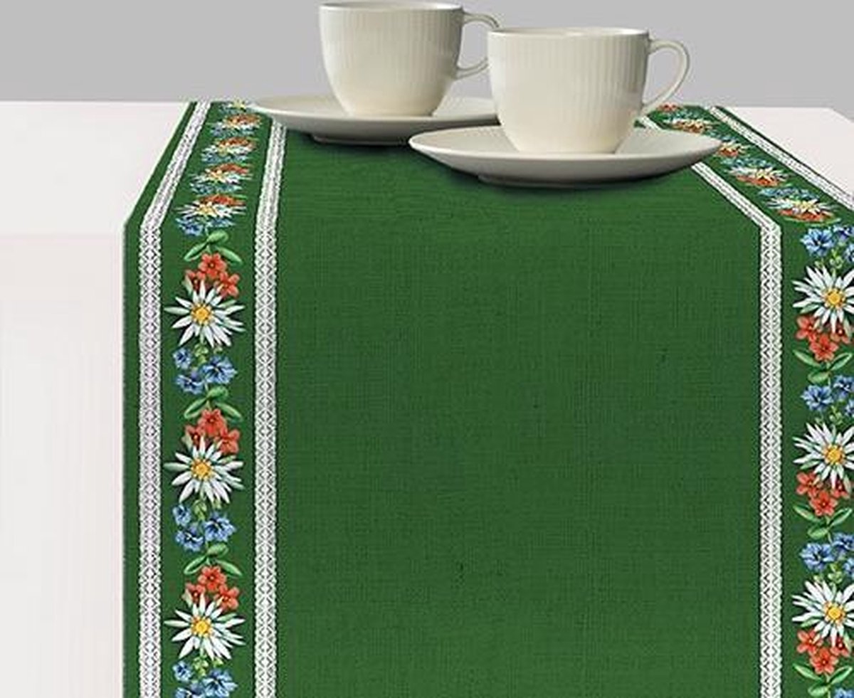 Tafelloper Ambiente van papier Bavarian flowers green