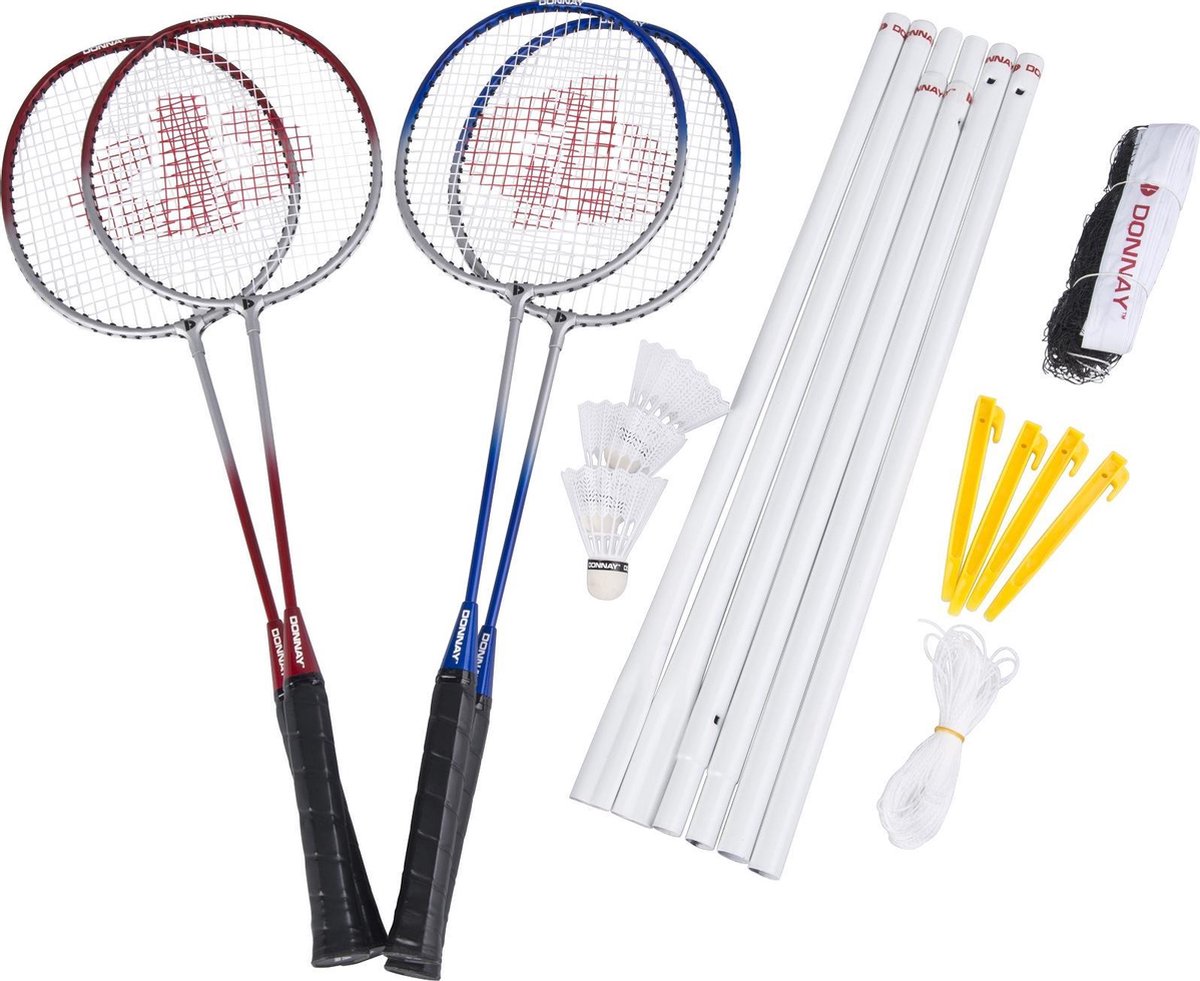 Badmintonset met net met palen