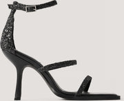 NA-KD Glitter High Heel Vrouwen Sandalen - Black - Maat 39
