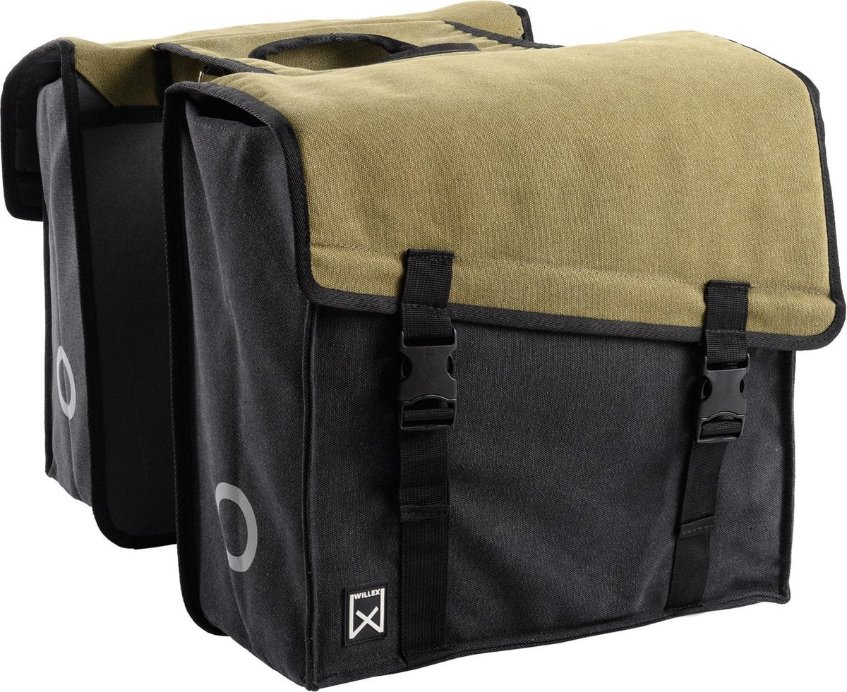 Willex Dubbele Canvas Fietstas 101 - 38 liter - Groen/Zwart