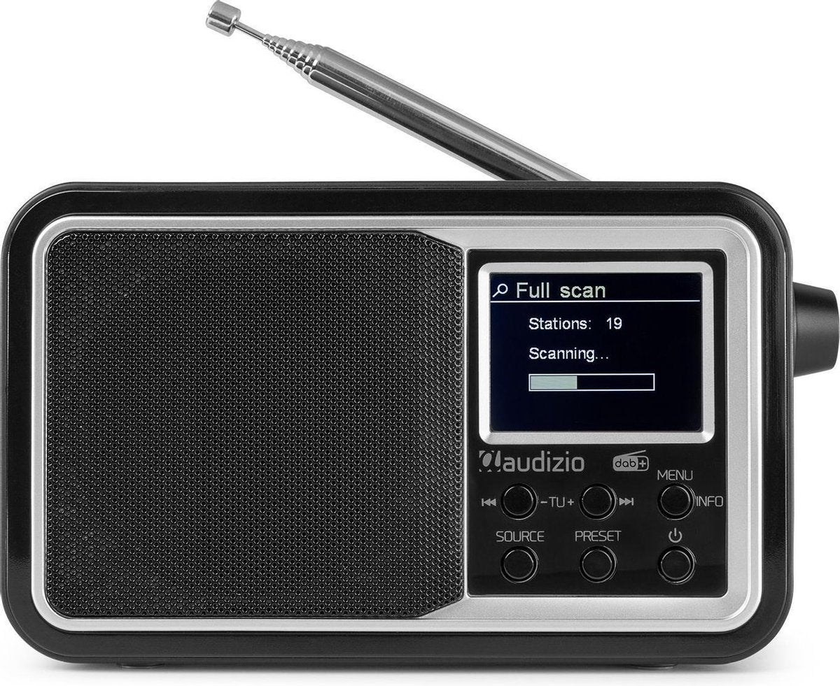 Draagbare DAB radio met Bluetooth - Audizio Parma - wekkerradio - FM radio - retro radio - Zwart