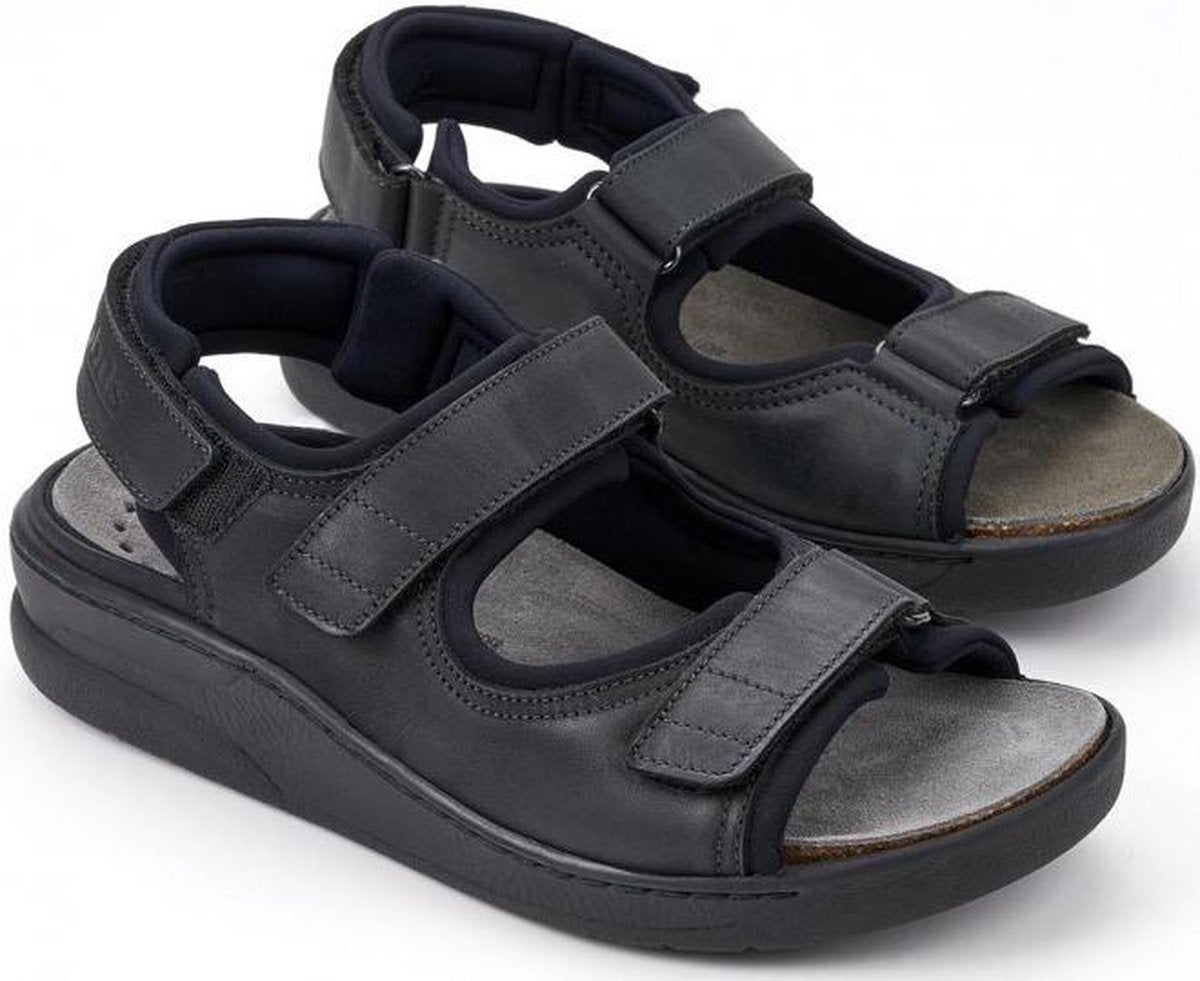 Mobils by Mephisto VALDEN Heren Sandaal - Extra Breed - Zwart - Maat 39