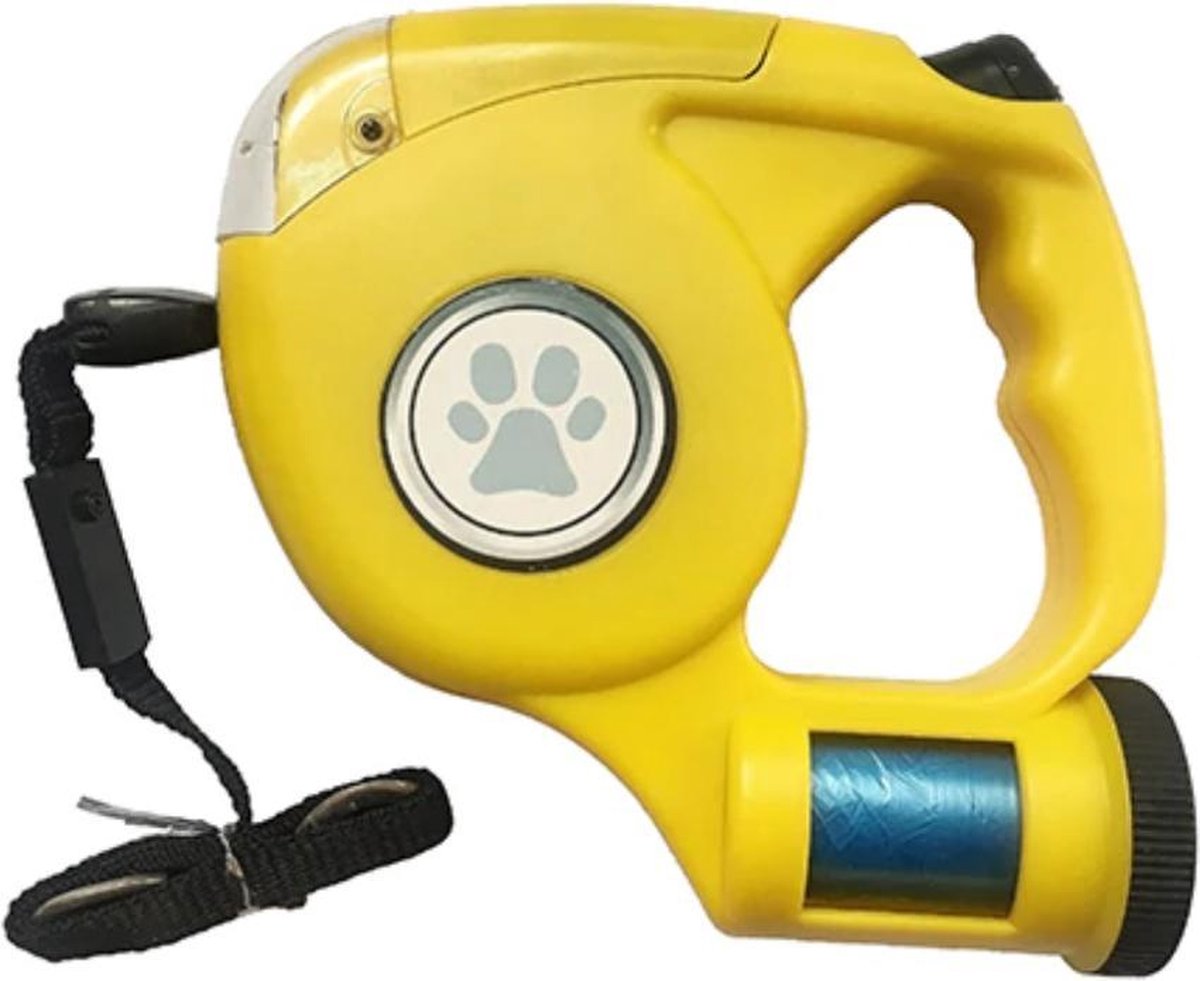 Hondenriem - Automatische tractiegordel flexibel met LED lichtjes en bijhorende hondenzakjes- 5 meter riem- Honden Trainen - Geel