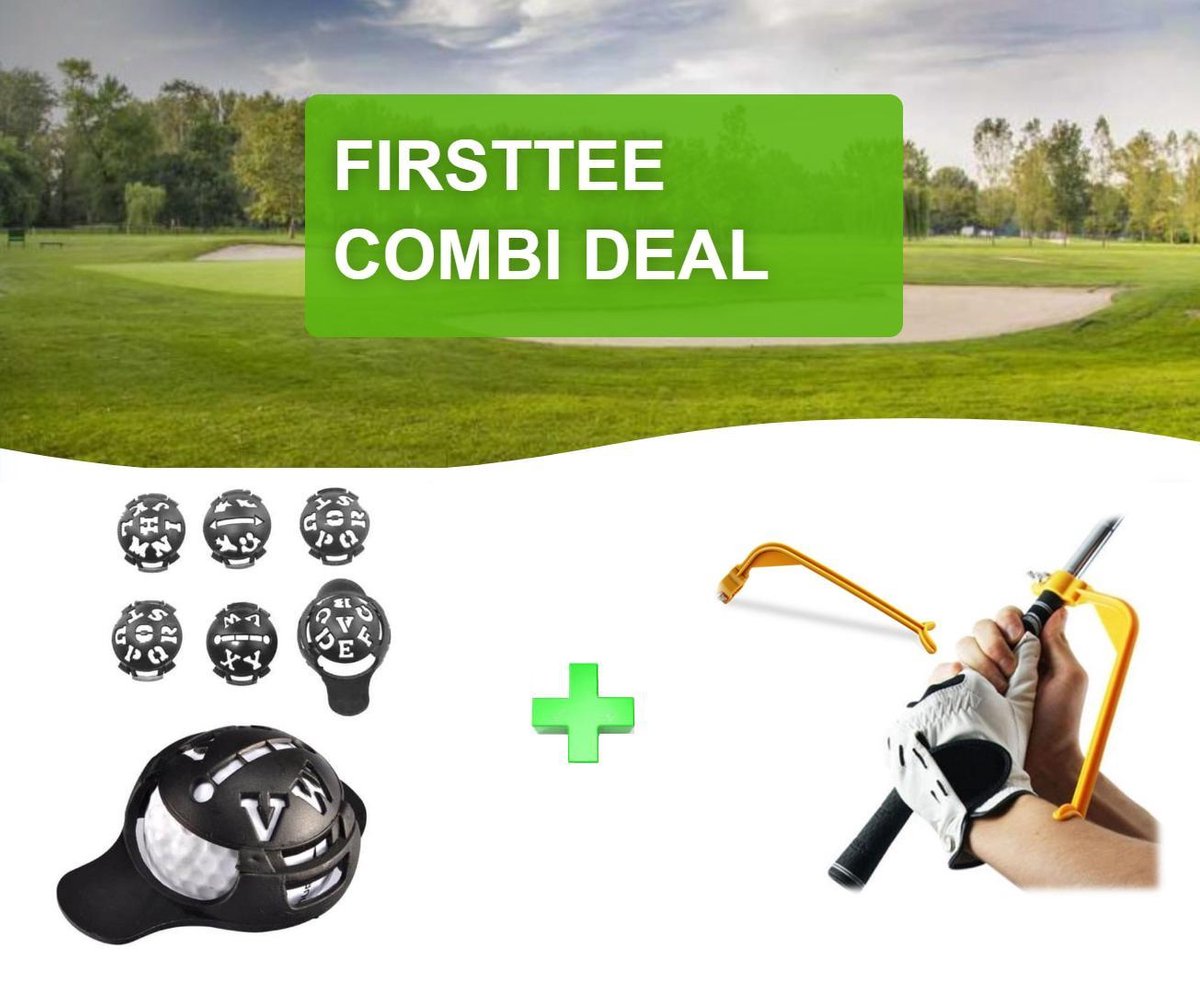 Firsttee - COMBI DEAL - EXTRA VOORDEEL - Balmarker 6 in 1 & Swing Guide - Golf - Golfballen - Putten - Verbeter je golf swing - Swingtrainer - Golf accessoires - Trainingsmaterialen - Cadeau - Golf sport - Training - Balmarker - Marker - Balstempel