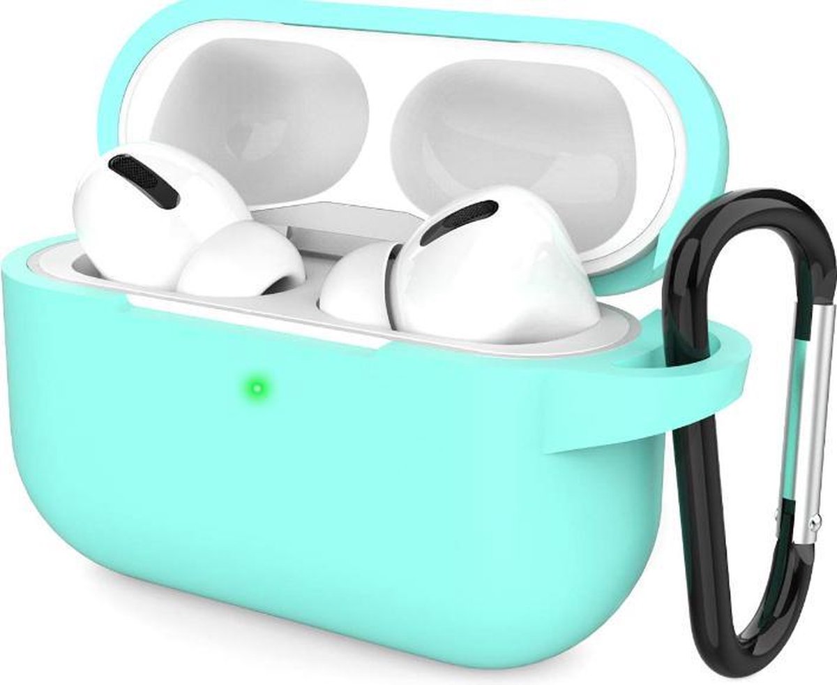 Apple Airpods Pro hoesje - Premium Siliconen beschermhoes met opdruk - 3.0 mm - Licht Blauw