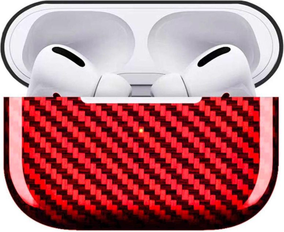 Airpods Pro Carbon Case - Bescherming Hoesje - Rood
