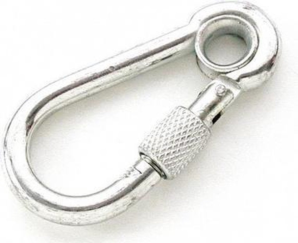 Karabijnhaak met ring en schroefsluiting 8x80 mm Verzinkt SWL: 140kg (1 stuk)