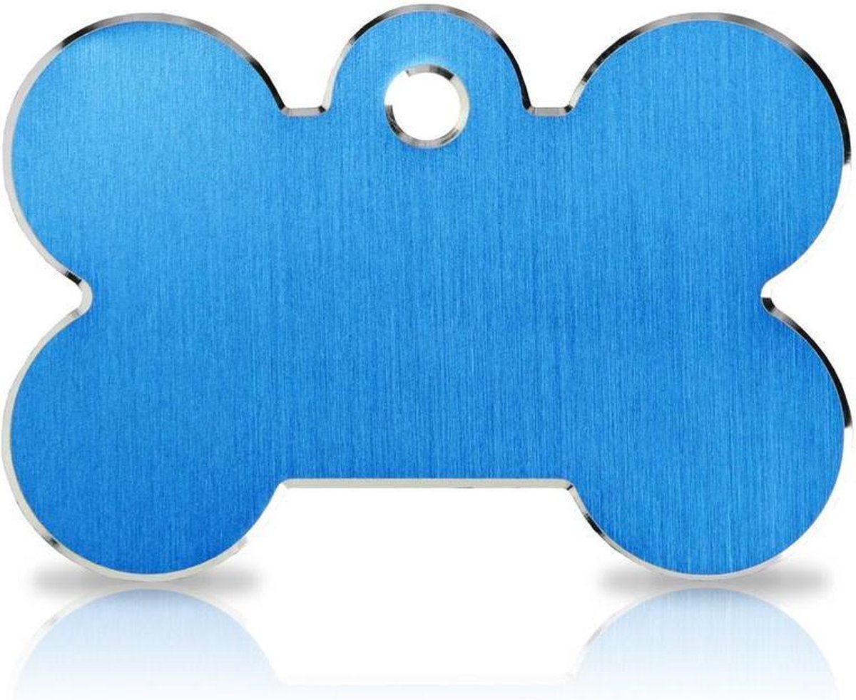 Hondenkeldertje - Dierenpenning | Hi-Line Bone - Large - Blue | 39x26mm | tweezijdig graveren | inclusief verzendkosten