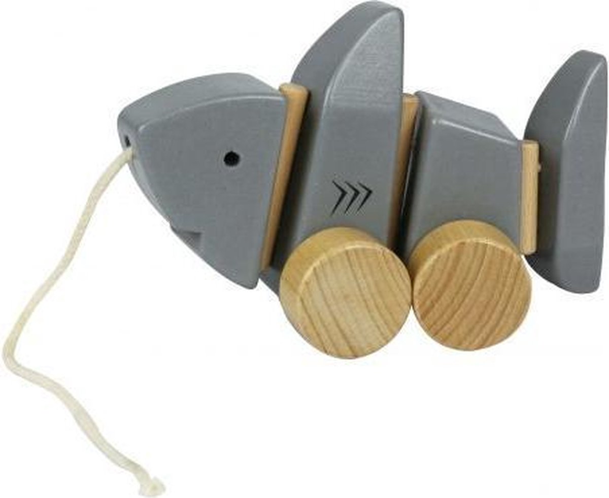 Everearth Trekdier Haai Hout Grijs Touw 17 Cm