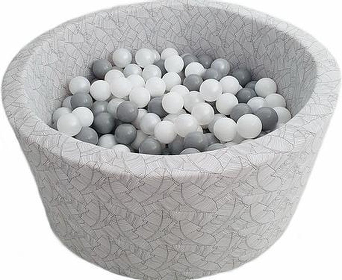 Ballenbad 90x40cm DESIGN inclusief 200 ballen - Bananen blad: wit