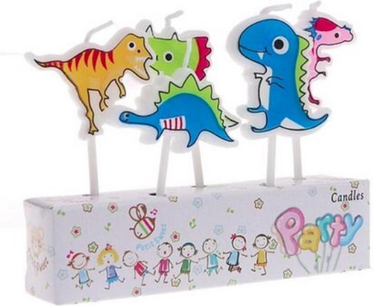 ProductGoods - 5 Verjaardagskaarsjes Dino's | Dinosaurus | Verjaardag | Traktatie | Taart Decoratie | Kinderen | Vuurwerk taartversiering
