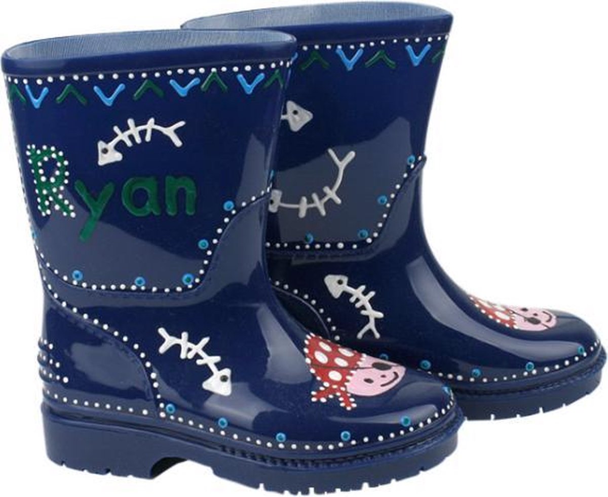 Leuk kado met naam kinder regenlaarzen maat 31 - blauw