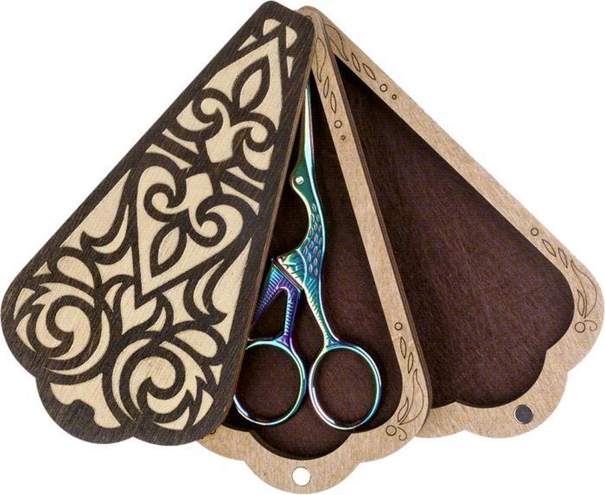 Scharendoosje HOUT - 8 x 15 cm - magnetische sluiting - 2 laags