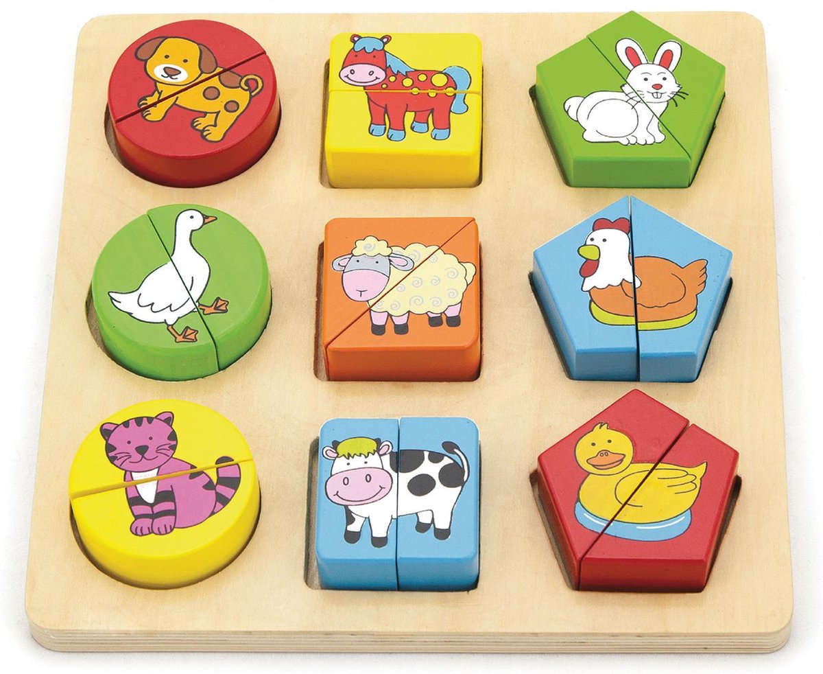 Viga Toys - Boerderijpuzzel met geometrische vormen