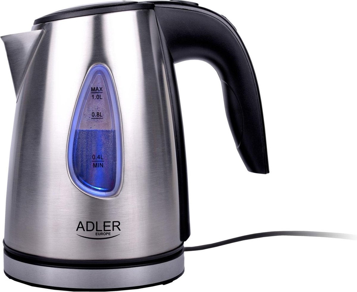 Adler AD 1203 - Elektrische waterkoker - snoerloos - RVS - 1.0 L
