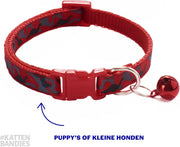 Kattenhalsband - Halsband voor Kat met belletje - Verstelbaar - Hondenbandje - Geschikt voor kleine honden - Camouflage Print - Rood