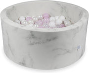 Ballenbad MARBLE 40x90 cm incl 300 ballen ballen: wit-parel- lichtroze- transparant