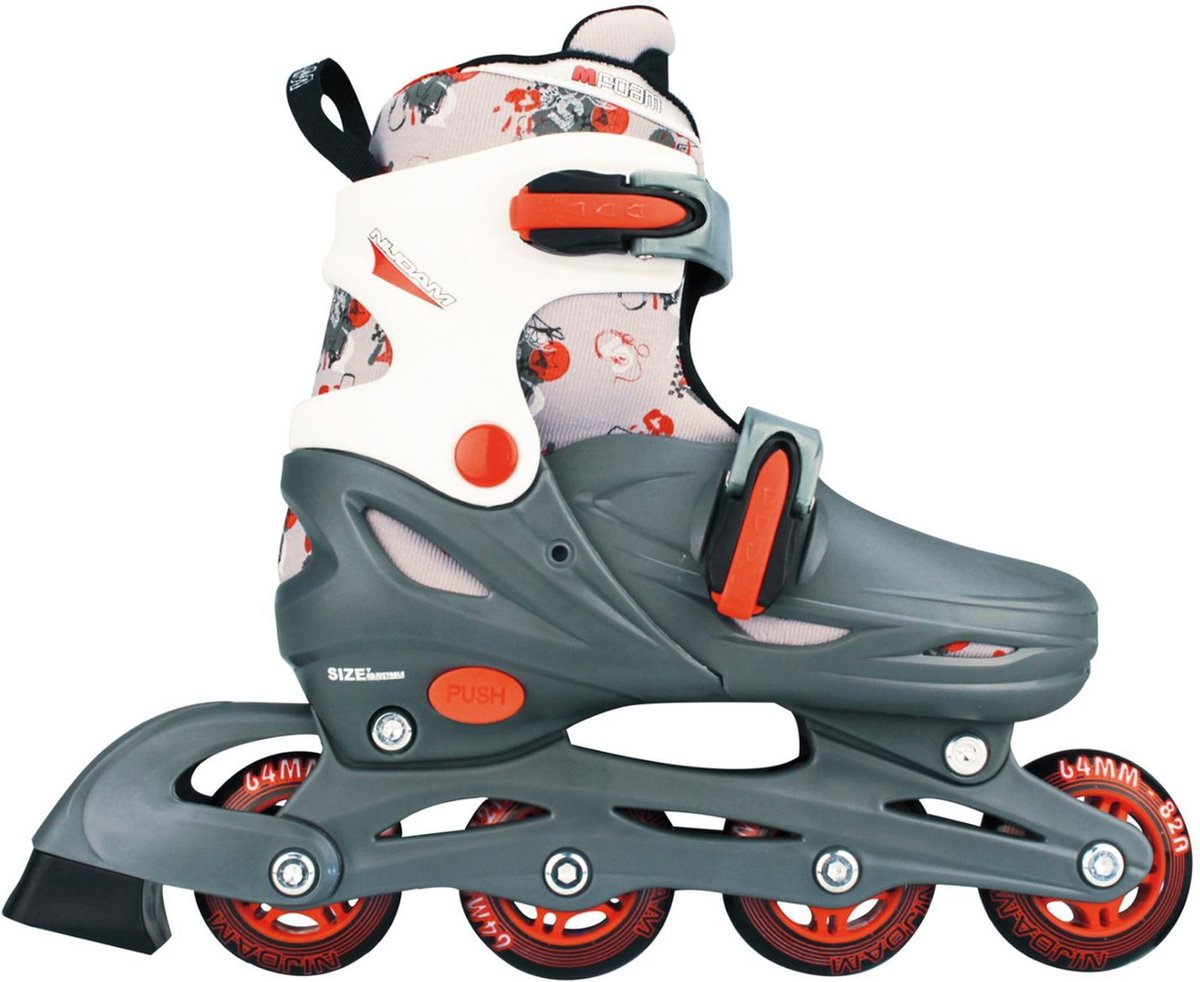 Nijdam Junior Inline Junior 3-in-1 Verstelbaar - Hardboot - Grijs/Rood/Wit - 34-37