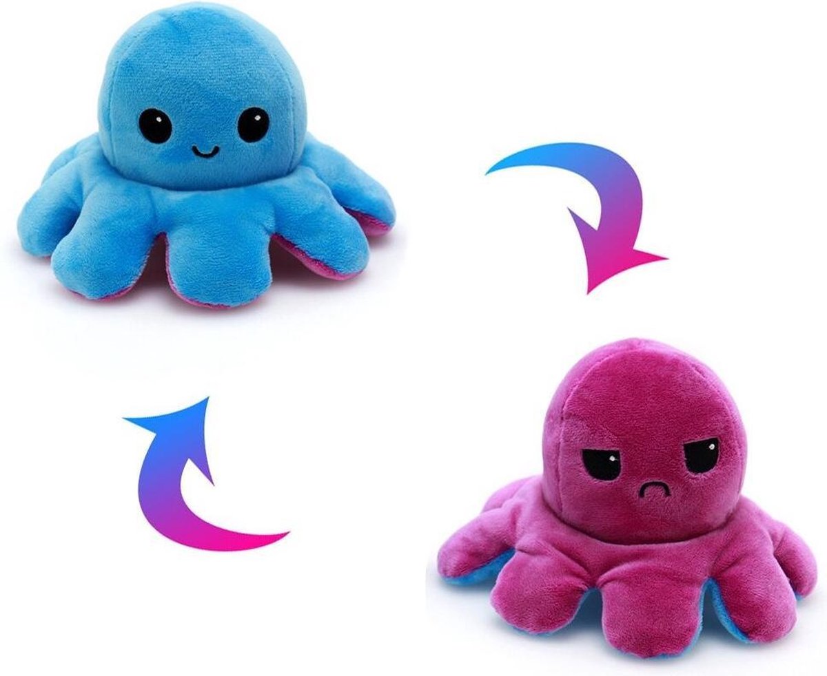 Octopus Knuffel Mood - Baby Knuffel - Squishy - Mood Knuffel - Emotie knuffel - 20 cm - Roze/Blauw