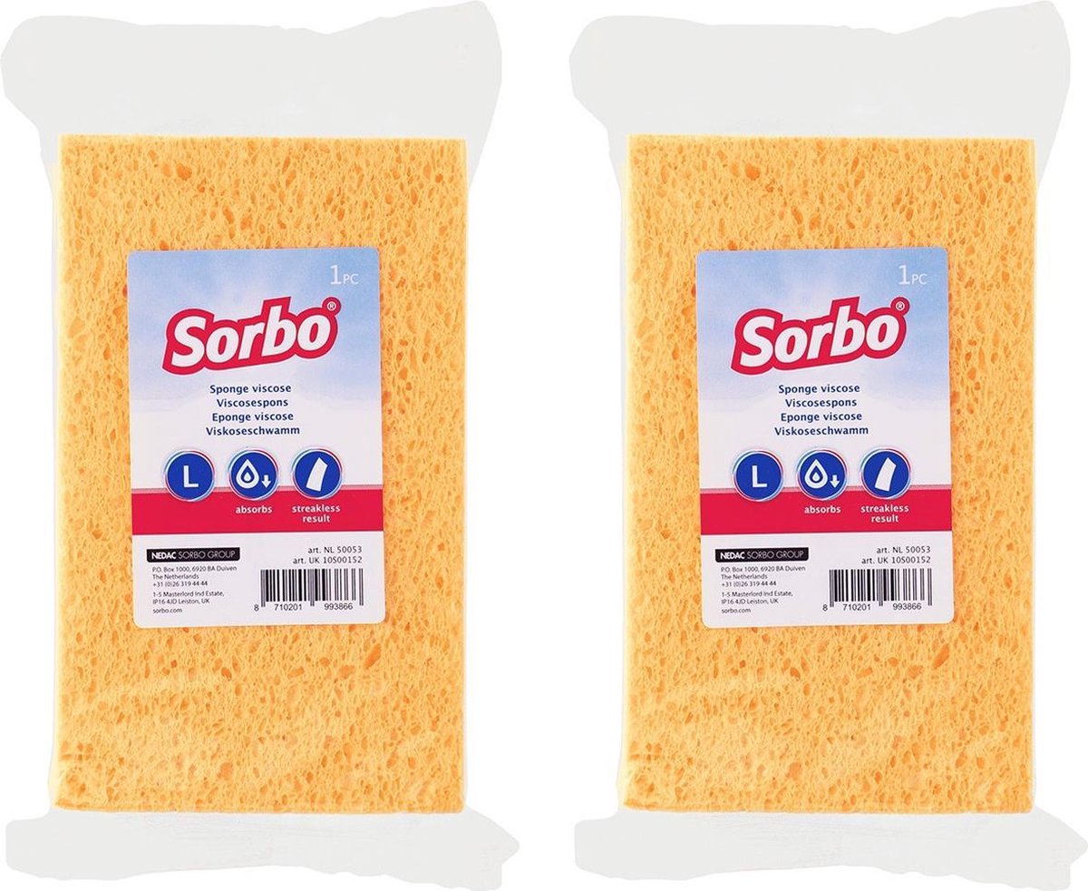 2x Viscose sponzen/schoonmaaksponzen 16 cm - Streeploos resultaat - Huishoudelijke producten - Huishouden - Schoonmaken/afwassen