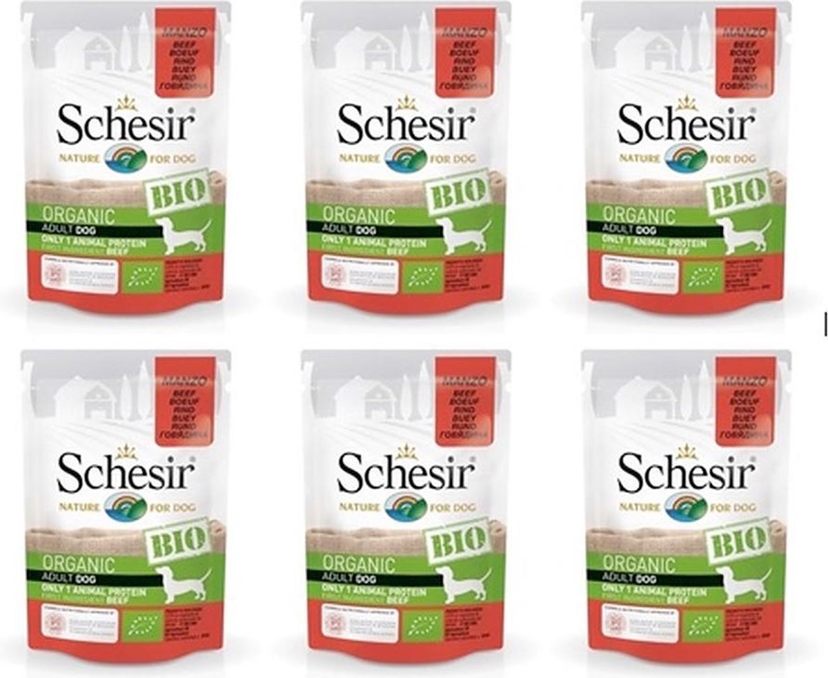 Bio Pouch Paté voor honden - Schesir - Bio - Hondenvoer - Rund - 6 x 85 Gram