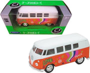 1963 Volkswagen T1 Bus (Oranje/Wit) 1/34 Welly - Samba Modelauto - Schaalmodel - Miniatuurauto