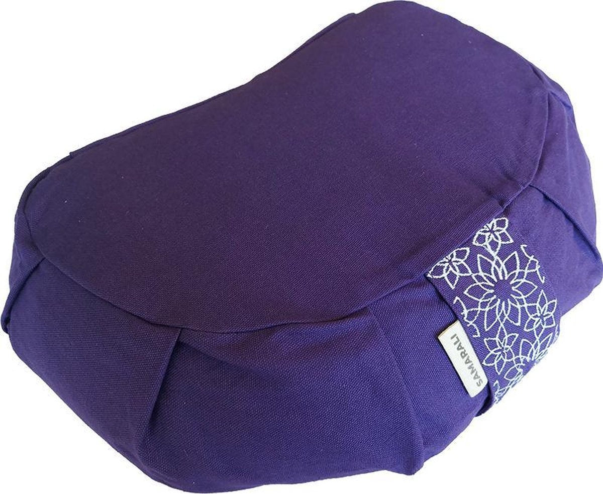 Samarali meditatiekussen crescent ( Purper) - ethisch geproduceerd van 100% biologisch katoen (GOTS gecertificeerd)| 2lagen | 34 x 20 x 17 cm |Verkrijgbaar in 6 natuurlijke kleuren