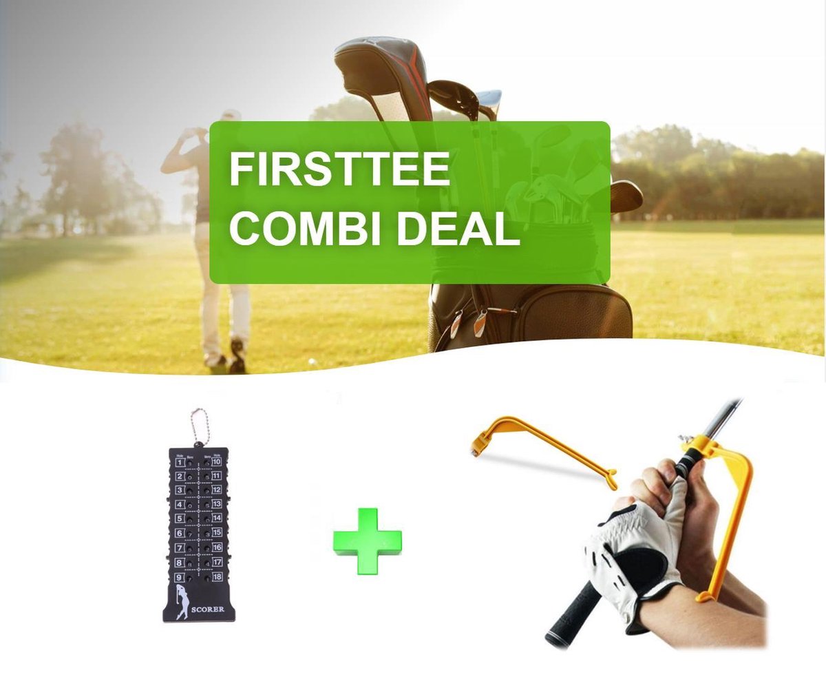 Firsttee - COMBI DEAL - STUNTPRIJZEN - 18 Holes scoreteller & Swing Guide - Golfswing - Griphouder - Golf - Trainingsmaterialen - Verbeter je swing - Swingtrainer - Golf accessoires - Golftrainingsmateriaal - Cadeau - Sport - Training - Golfset