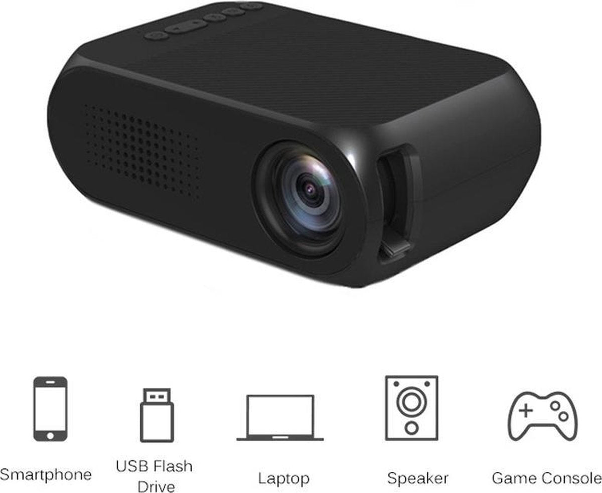 Mini Beamer YG320 - Projector - Home LED Mini Draagbare 1080P HD Zwart