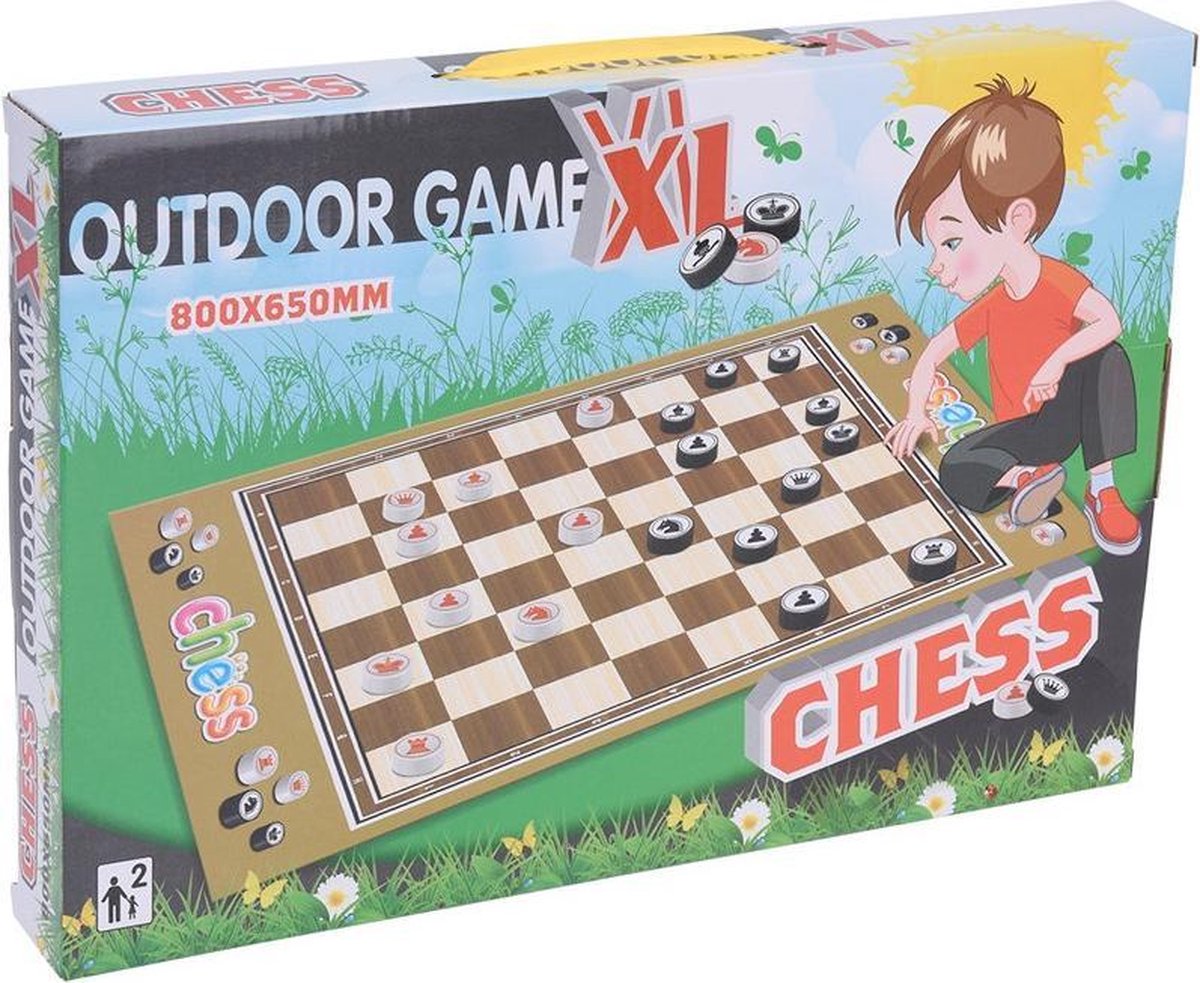 Free And Easy Speelmat Schaken Junior 80 X 65 Cm Vilt Zwart/wit