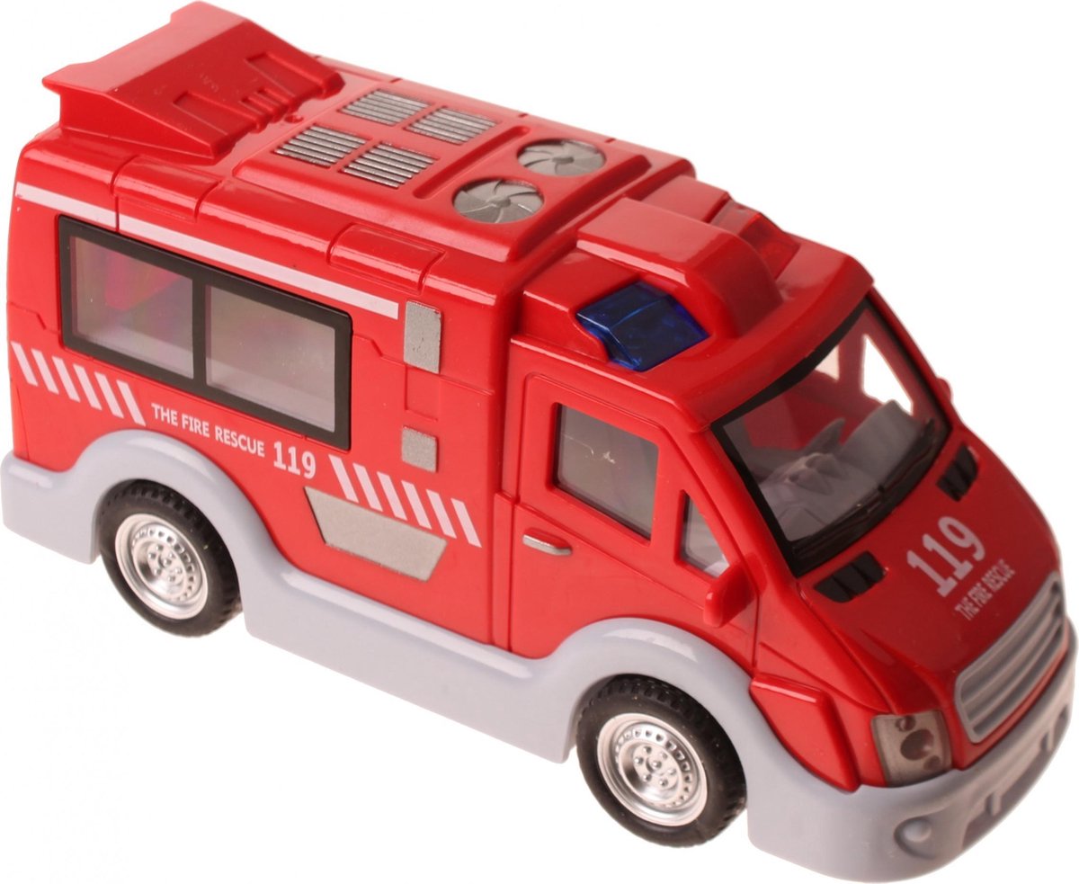 2-play Brandweerwagen Met Licht En Geluid 17 Cm Rood