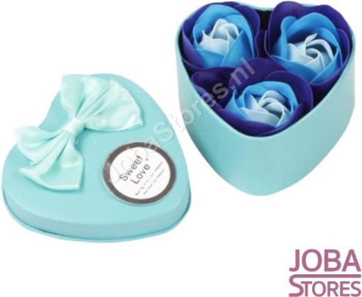 Zeep Roosjes Hart met 3 roosjes (Blauw)