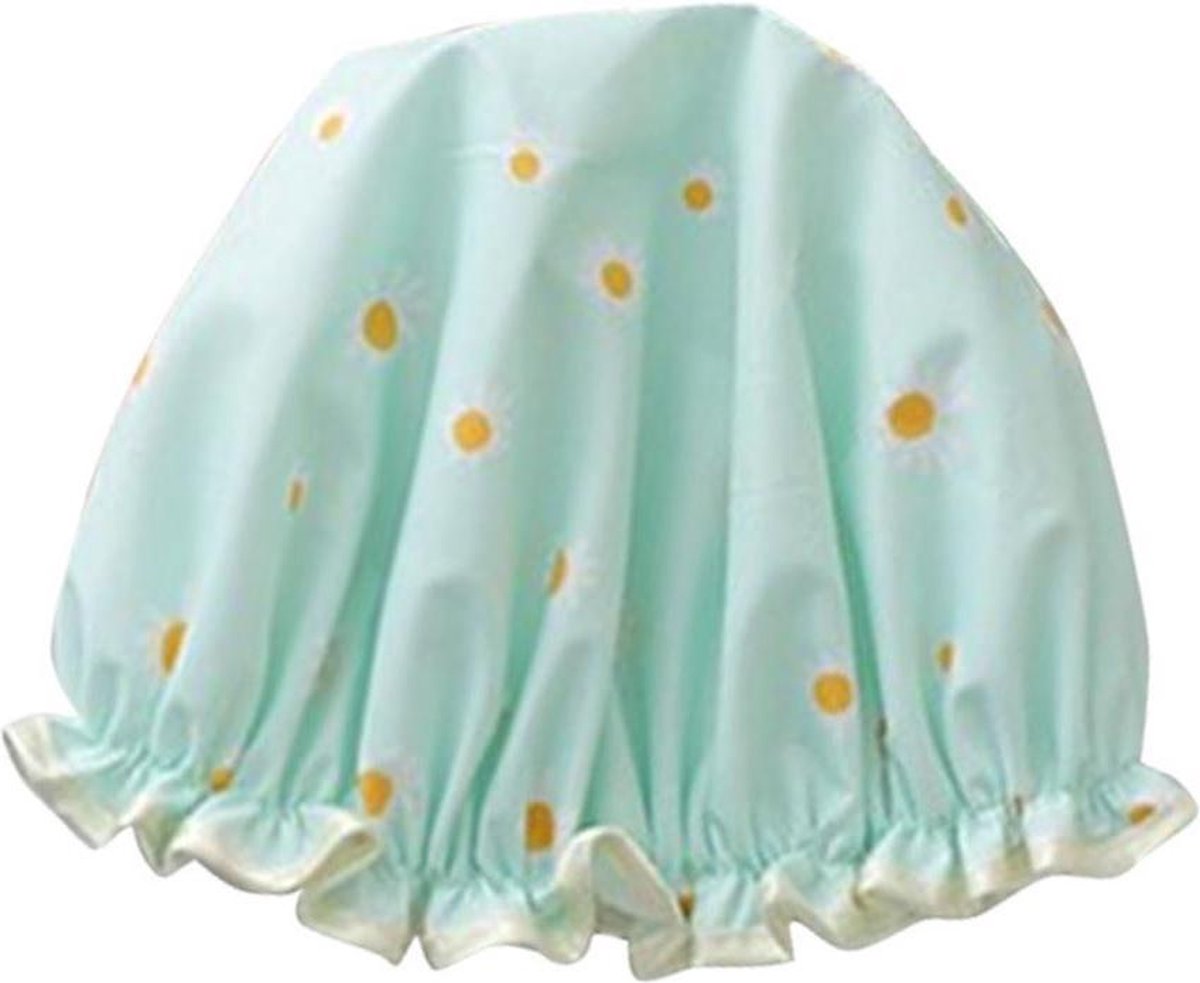 Dikke 1Stuks Douche muts - Shower Cap - Cyaan Madelief - Waterdicht - BadMuts - Dubbele Laag - Douchemuts Haar Cover Bedekking - Vrouwen Benodigdheden DoucheCap Badkamer Accessoires