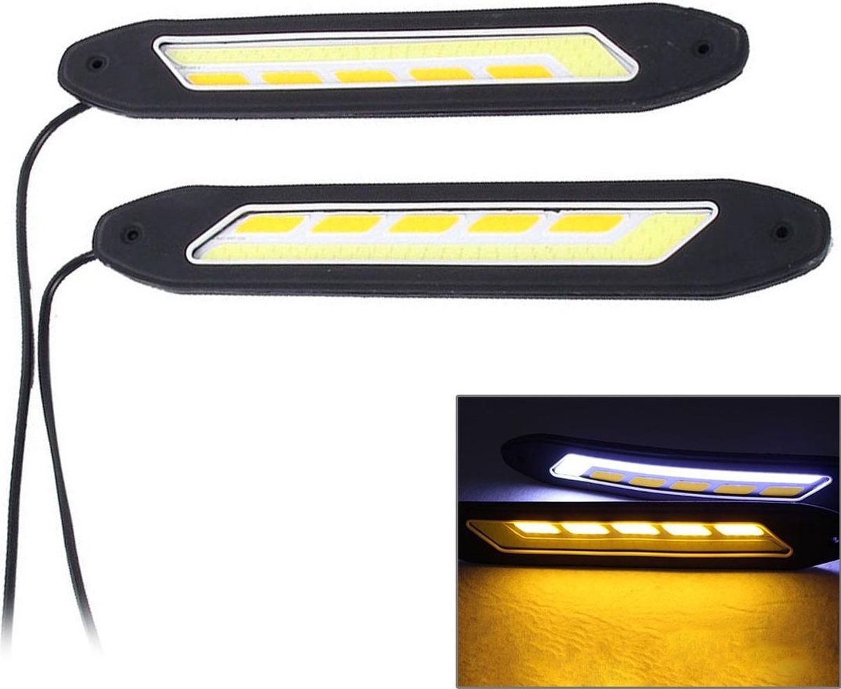 2 STKS DC 12 V 10 W 6000 K Auto DRL dagrijverlichting Lamp (wit licht + geel licht)