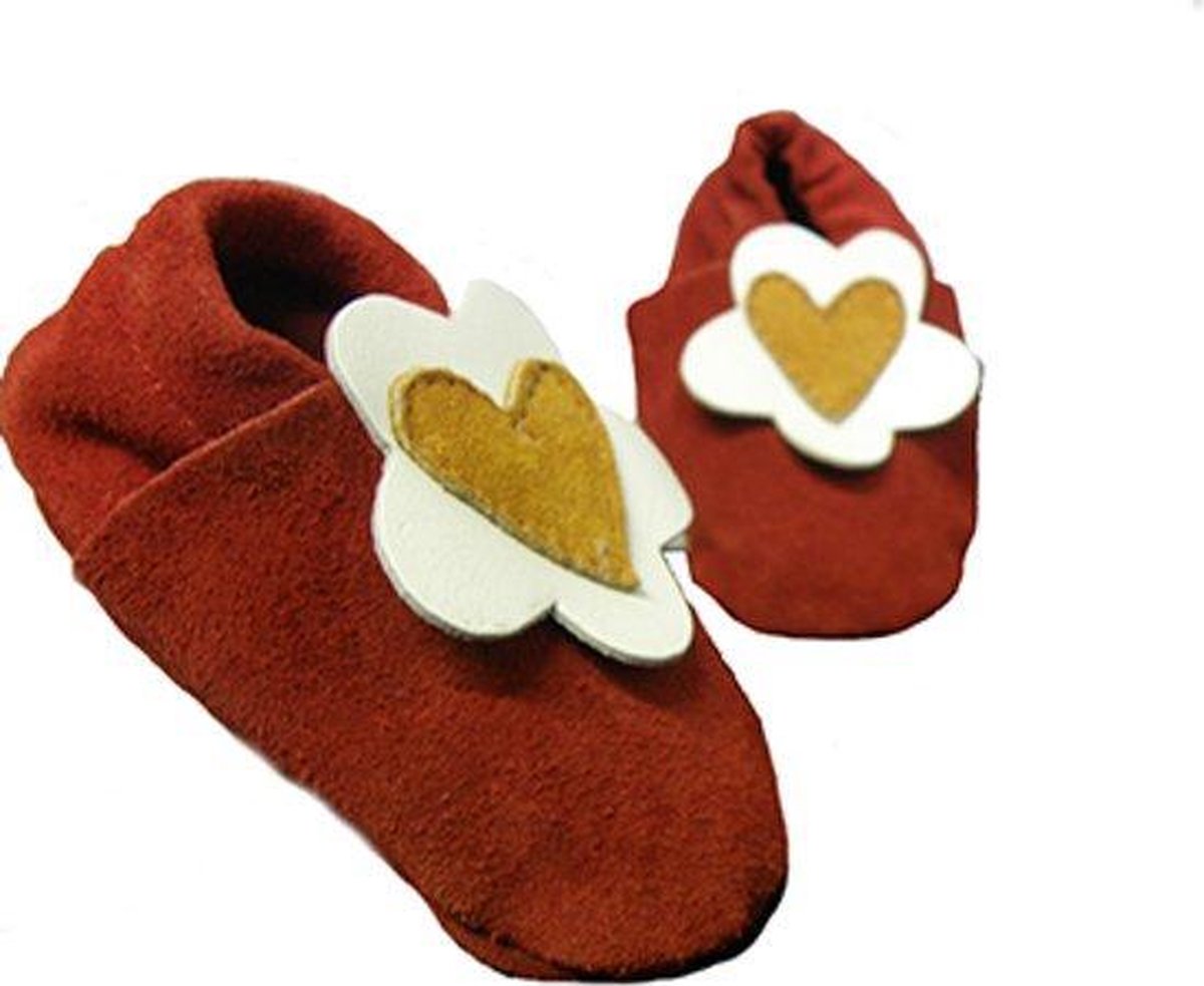 Jobe babyslofjes met bloem - Rood maat XS (11cm )