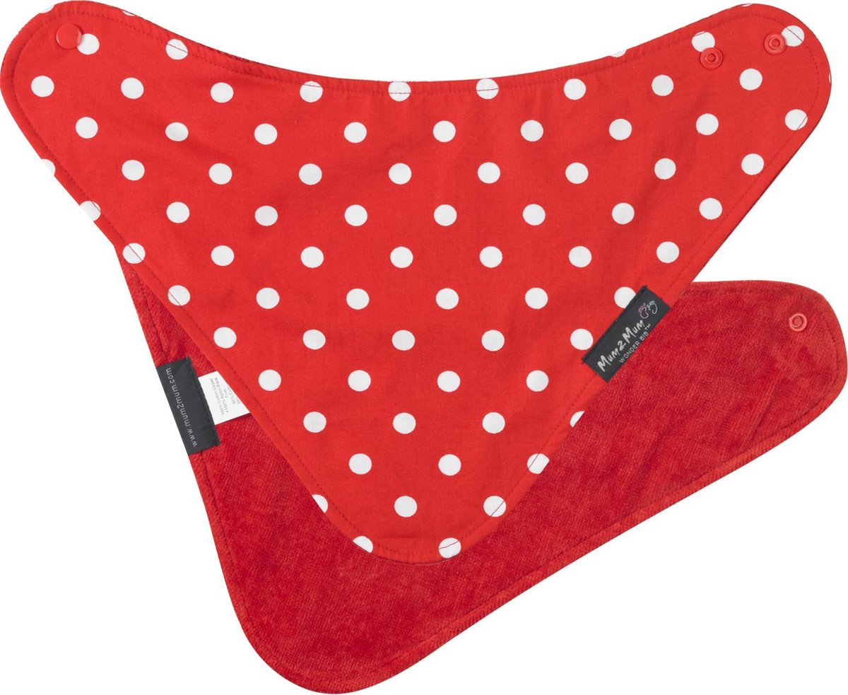 Mum2Mum - Fashion Bandana Wonderslab Katoen - Rood/Witte Stippen