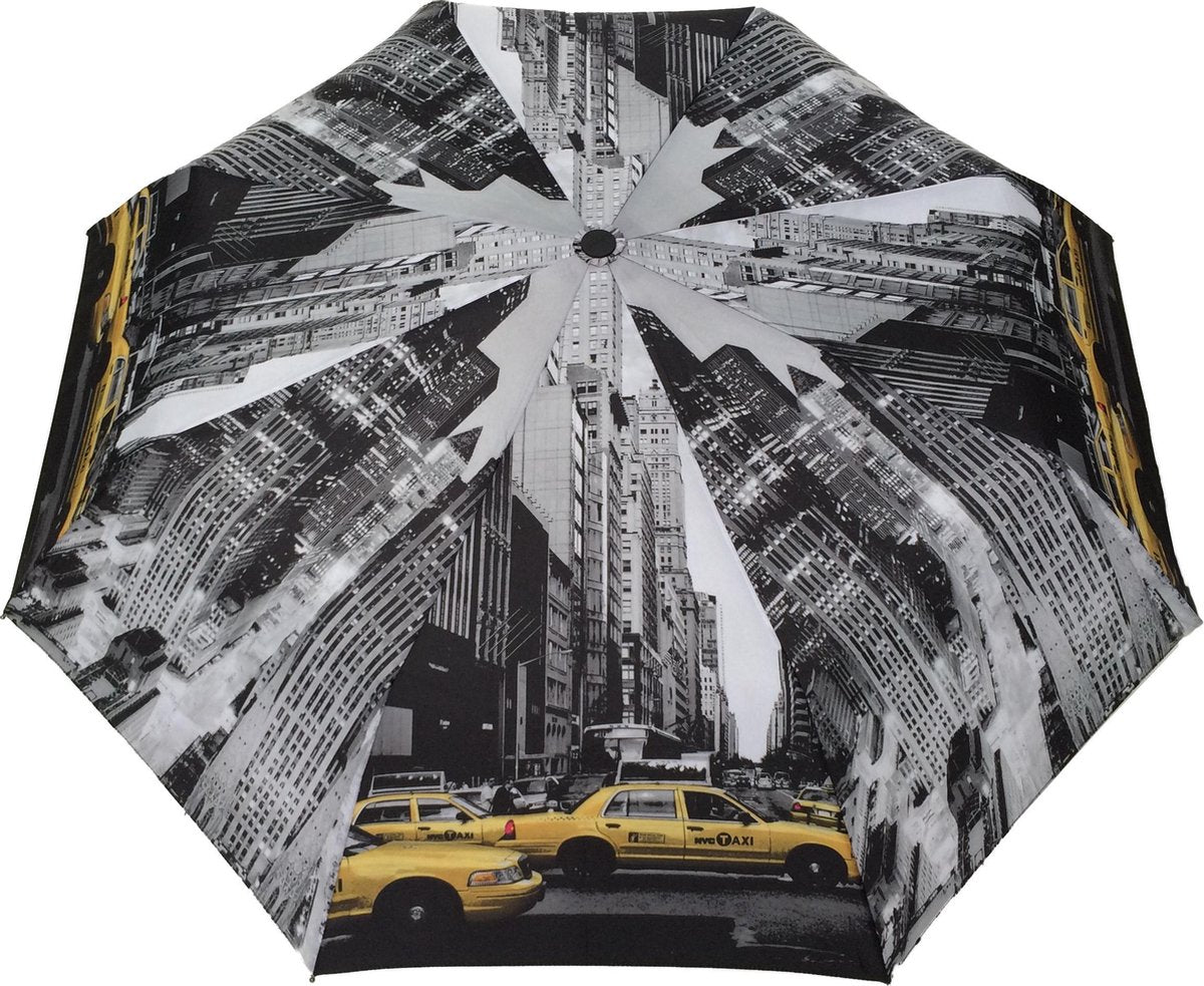 Smati Taxi  Opvouwbare Stormparaplu - Compact Auto - Auto Open/Dicht - ø 96 cm - Taxi   Zwart