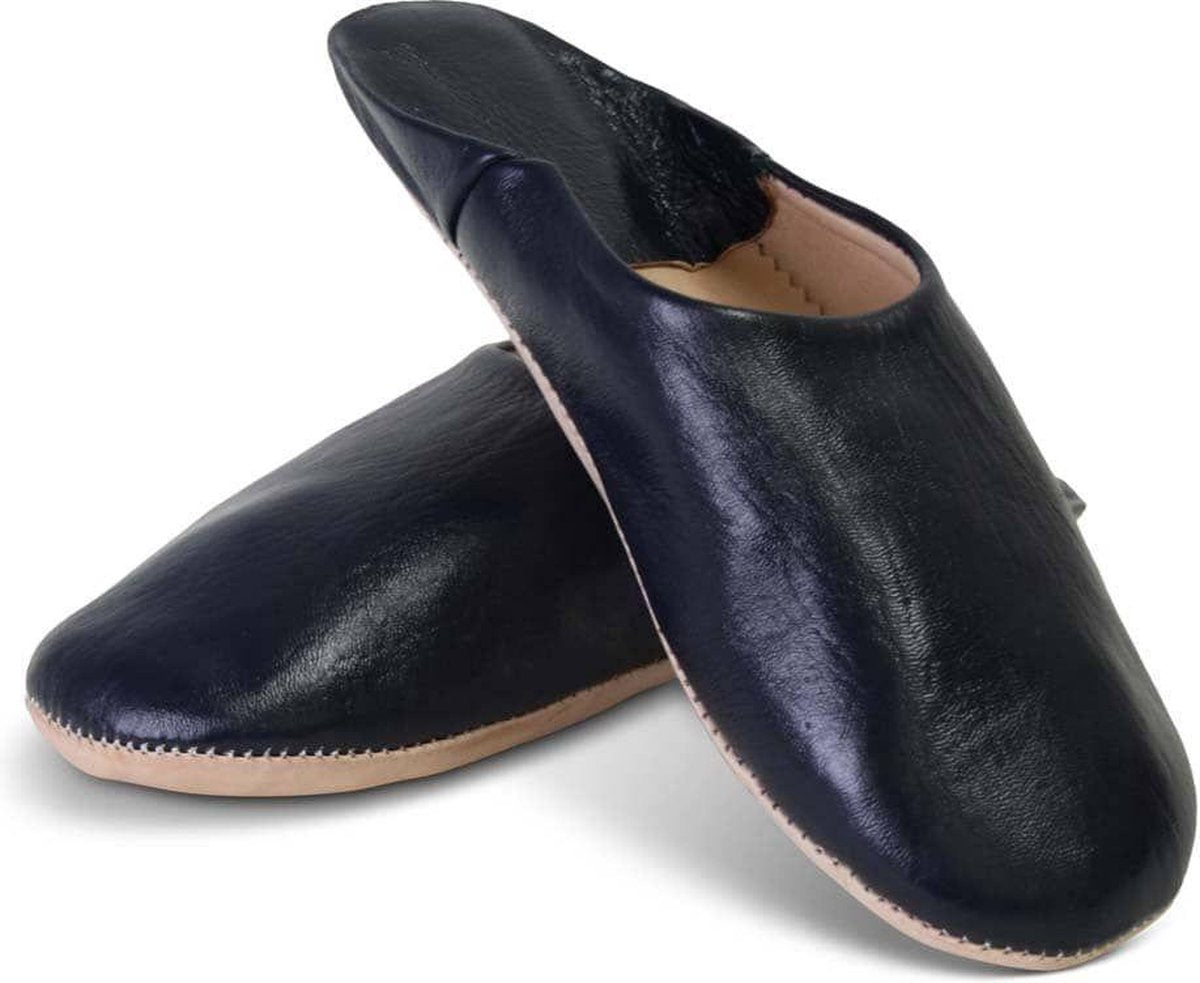 Marokkaanse Babouche Leer Donkerblauw
