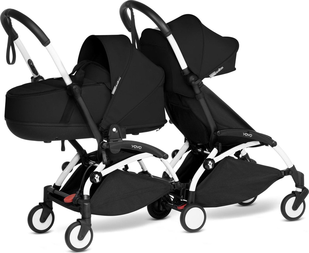 Babyzen YOYO2 wit frame met CONNECT compleet voor 1 newborn en 1 kindje van 6 mnd + kleur zwart