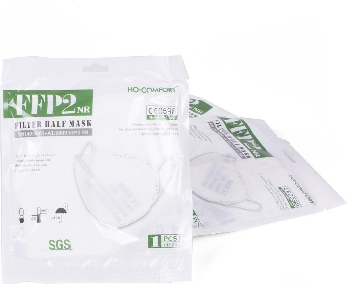 Merkloos Wegwerpmaskers Mondkapje Plat Vouwbaar - Type FFP2 - Wit - 6 Stuks